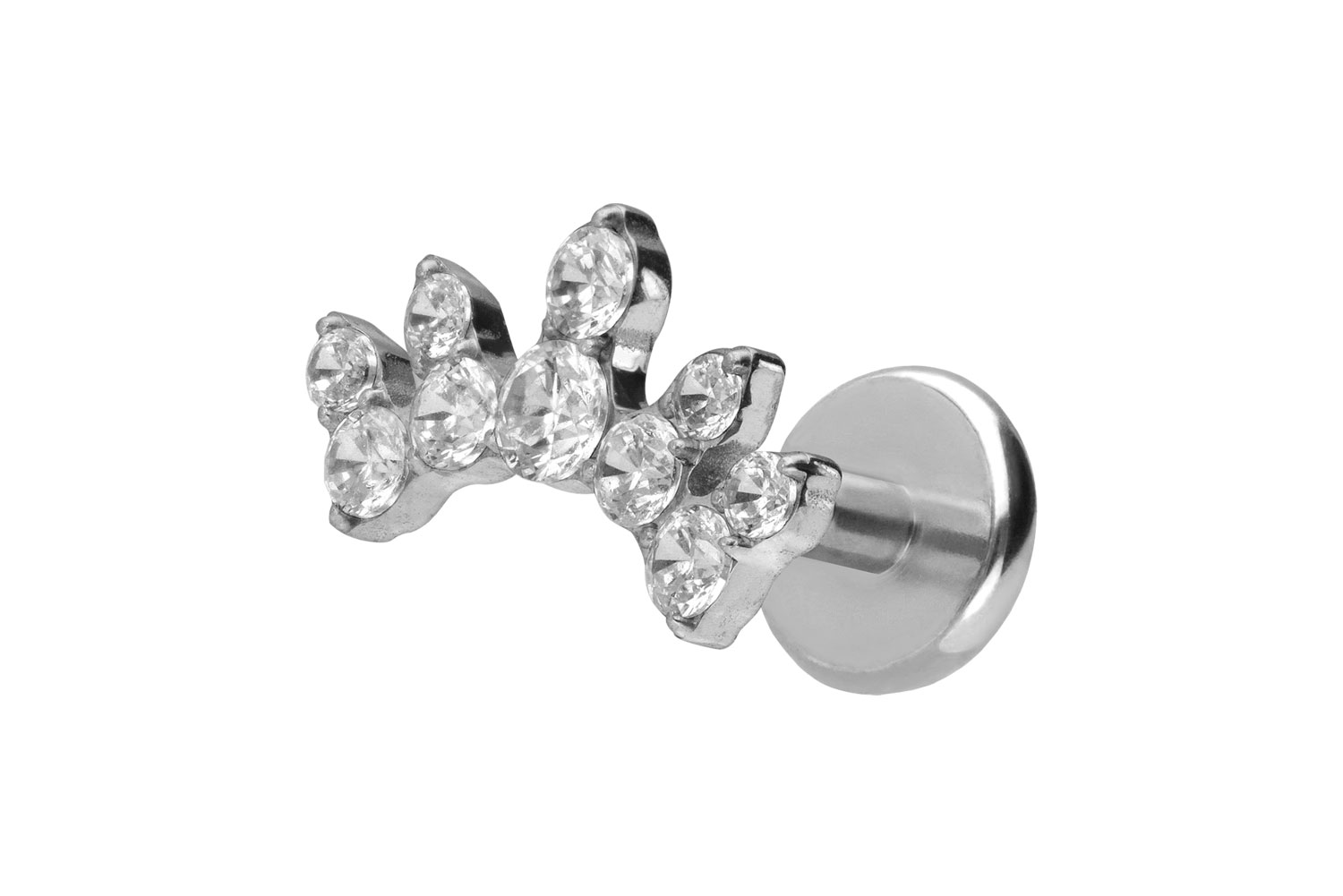 Titan Labret Piercing mit Push Fit KRISTALLBOGEN